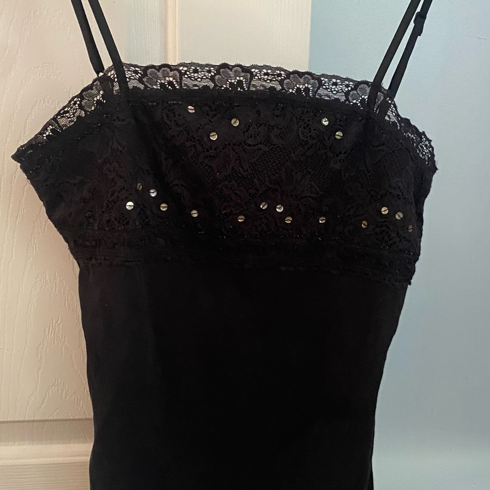 Black Lace Sequin Cami Top by Style & Co